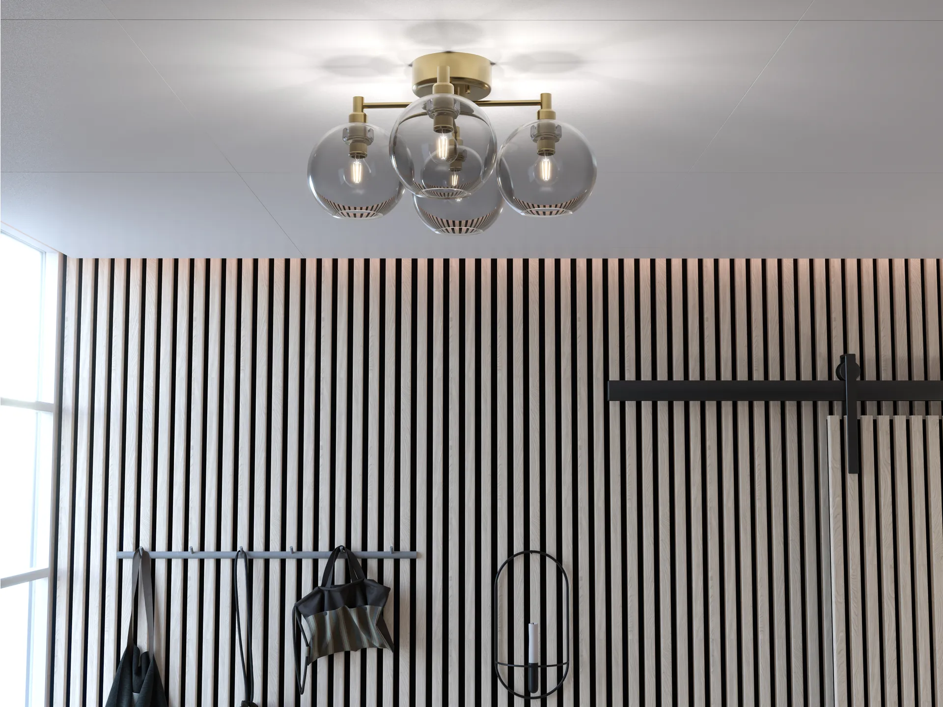 Plafon Gloria, Mosiądz-dymione szkło Belid