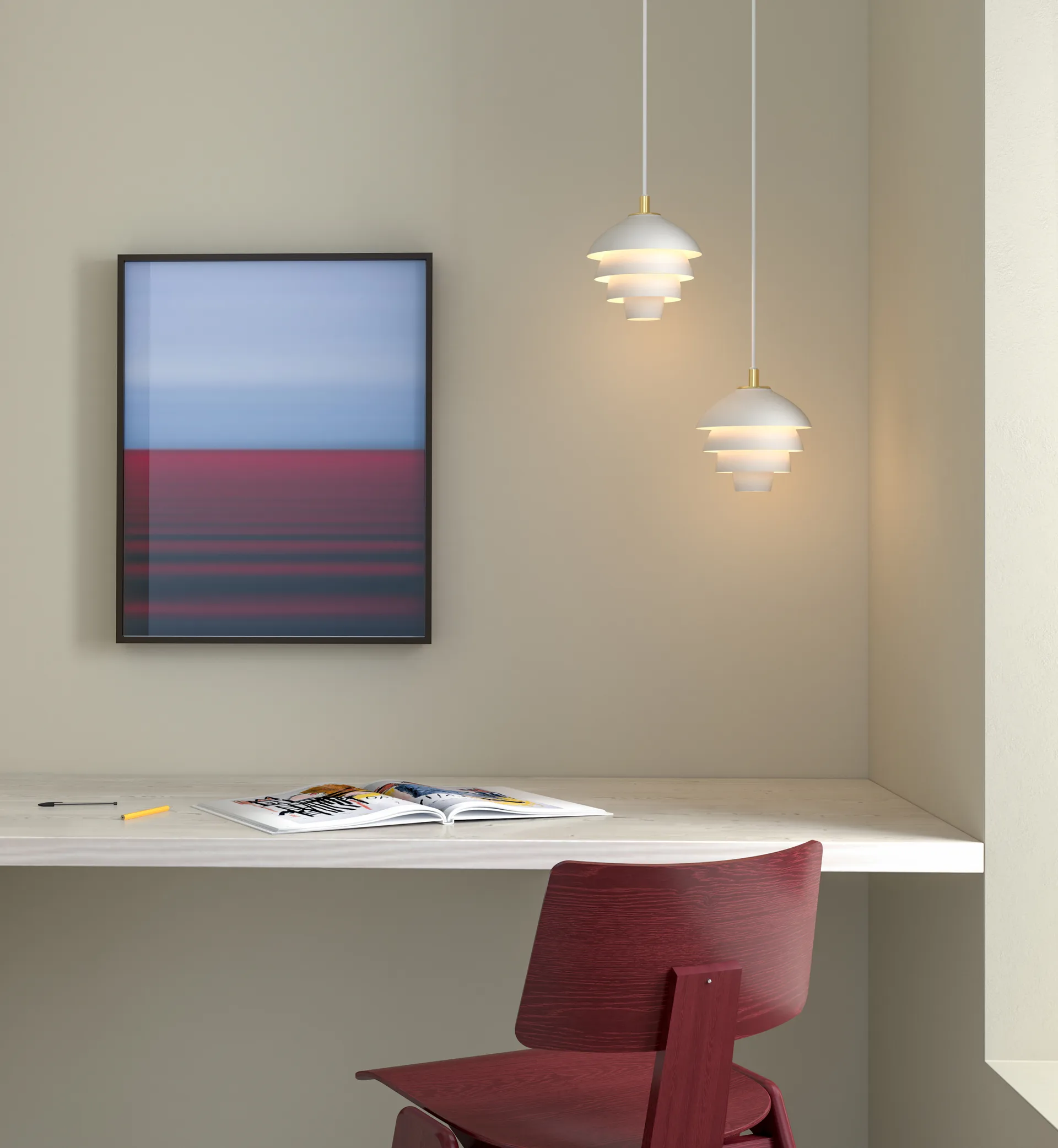 Valencia lampa wisząca Ø18, Matowy biały-mosiądz Belid