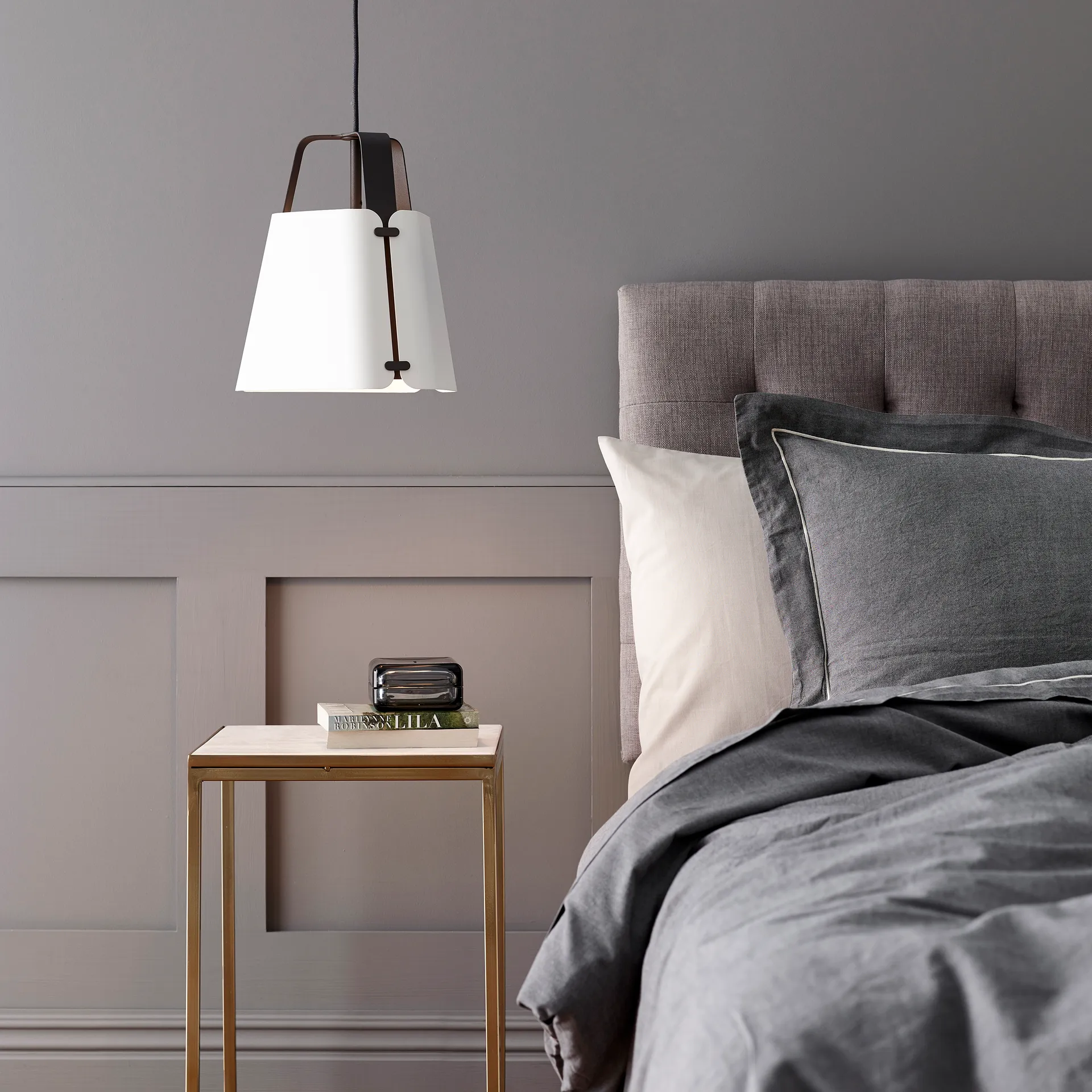 Wisząca lampa Fold Ø34 cm, Antracytowy-biały Belid