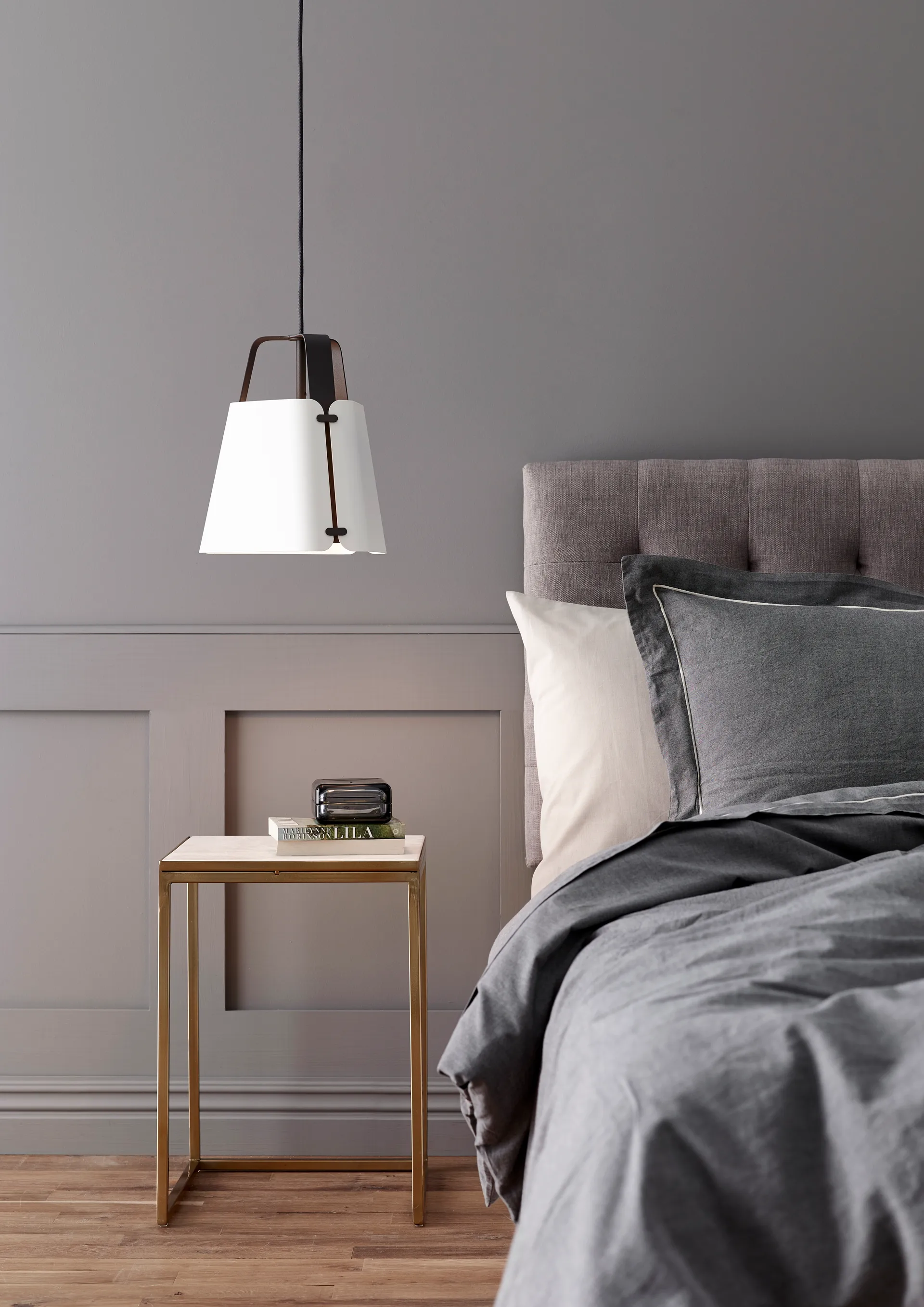 Wisząca lampa Fold Ø34 cm, Antracytowy-biały Belid