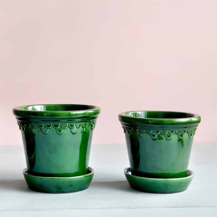 Donica Köpenhamn glazurowana Ø16 cm, Zielony Bergs Potter