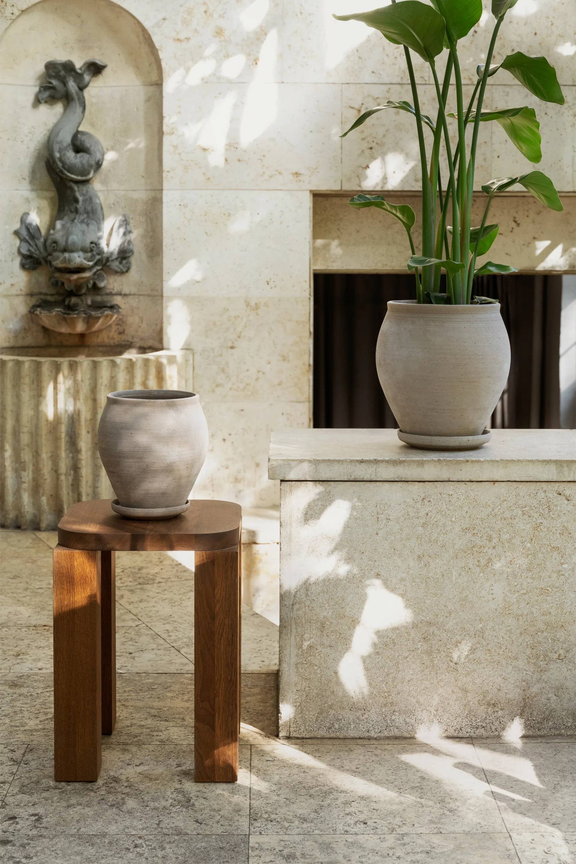 Doniczka Delphi z podstawką, 2 części, Grey, Ø20 cm Bergs Potter