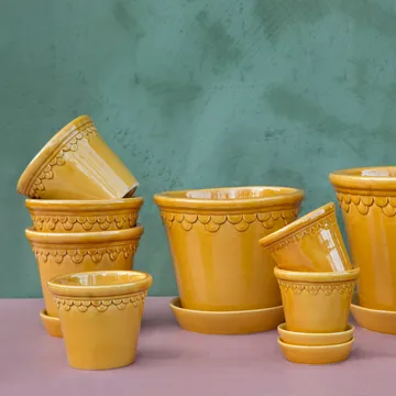 Doniczka glazurowana Köpenhamn - Żółty, Ø10 cm - Bergs Potter
