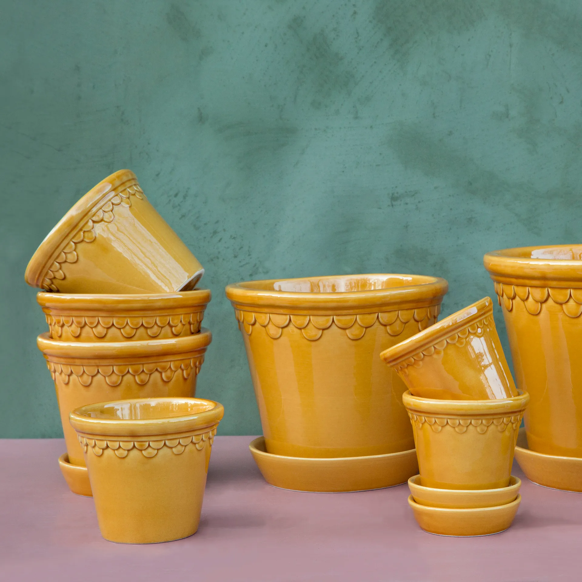 Doniczka glazurowana Köpenhamn, Żółty, Ø16 cm Bergs Potter
