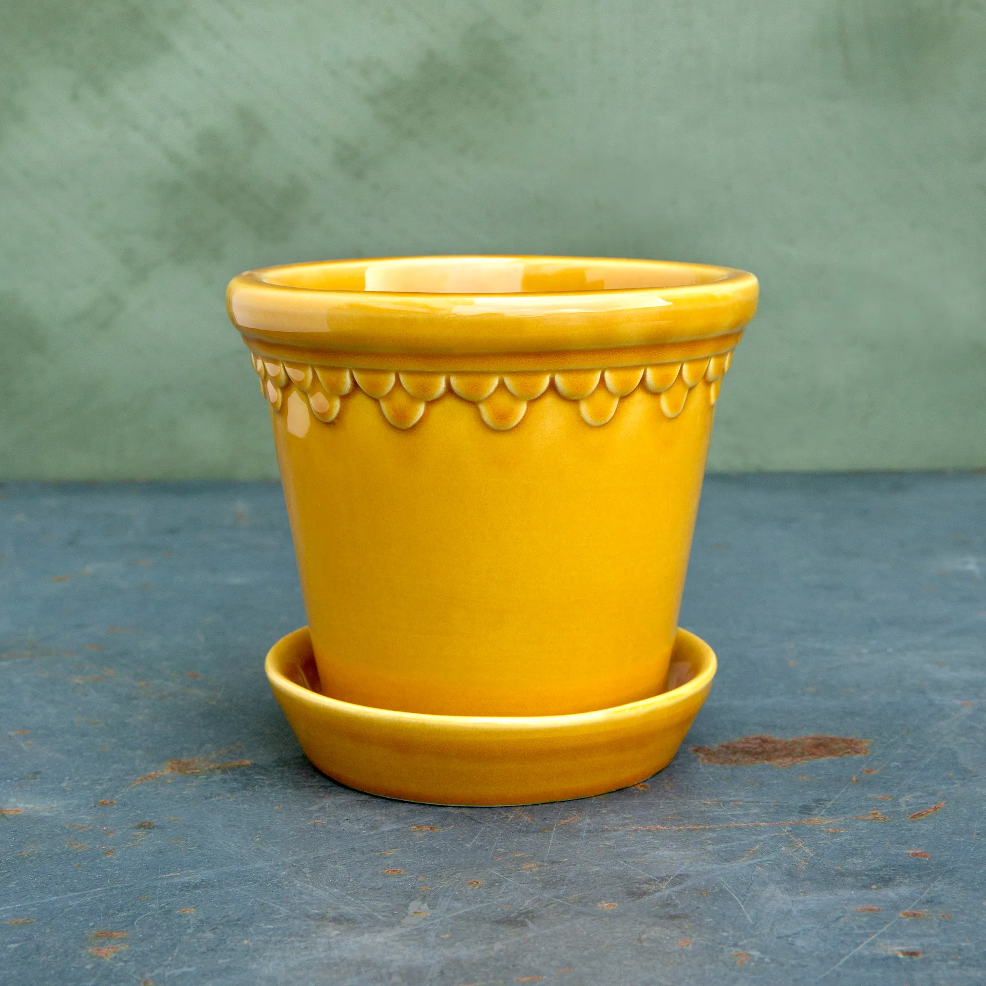 Doniczka glazurowana Köpenhamn, Żółty, Ø16 cm Bergs Potter