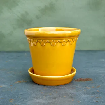 Doniczka glazurowana Köpenhamn - Żółty, Ø16 cm - Bergs Potter