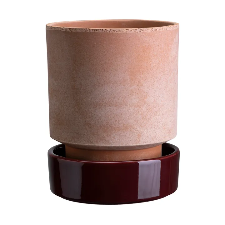 Doniczka Hoff - Ø14 cm, Raw Rosa-Deep Burgundy (różowo-czerwony) - Bergs Potter