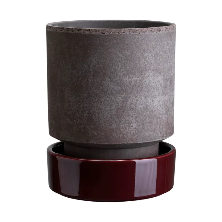 Doniczka Hoff - Ø16 cm, Raw Grey-Deep Burgundy (szaro-czerwony) - Bergs Potter