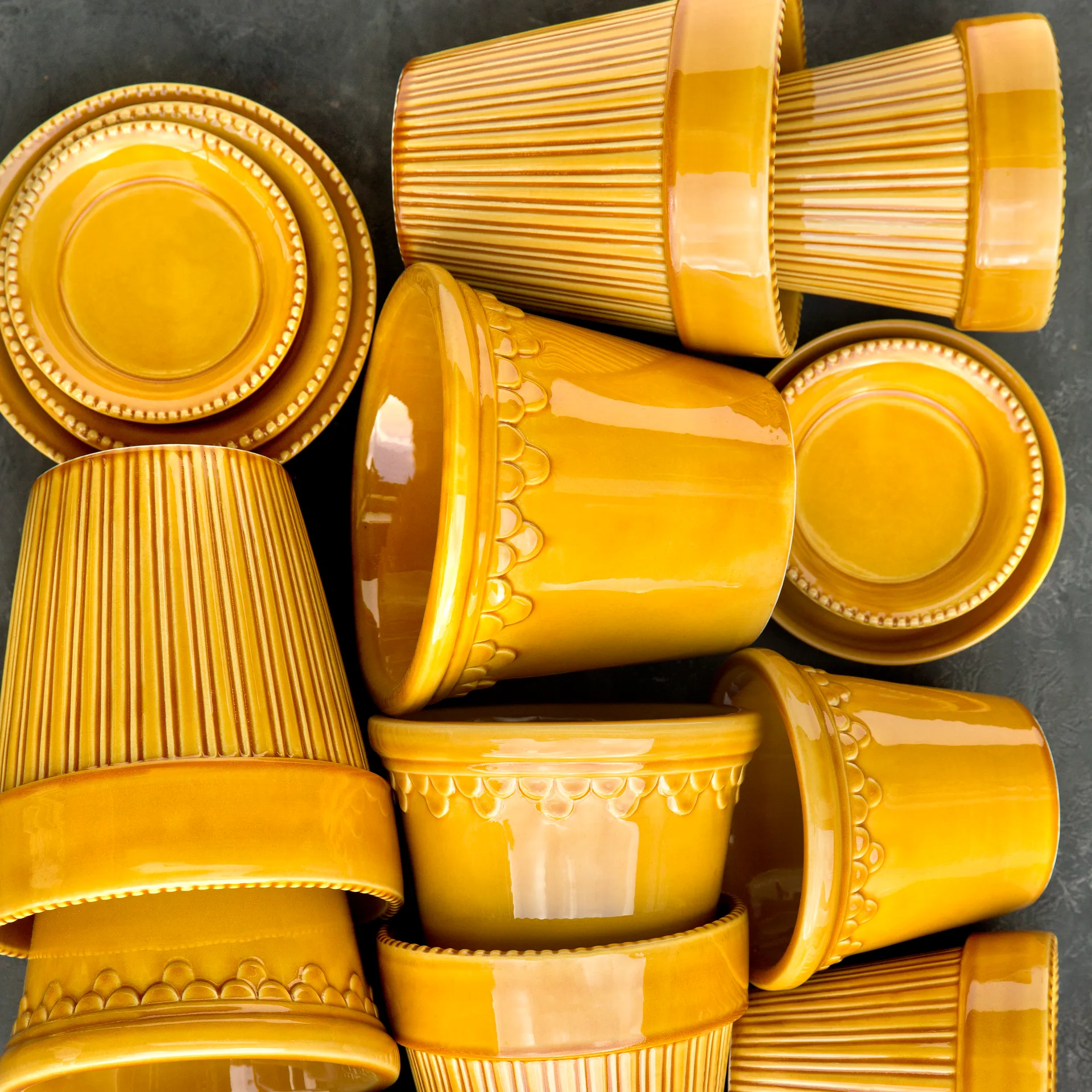 Doniczka Københavner szkliwiona Ø16 cm, Żółty Bergs Potter