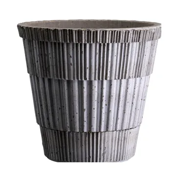 Doniczka ze spodkiem Atlas raw - Grey, Ø14 cm - Bergs Potter