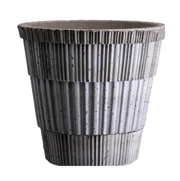 Doniczka ze spodkiem Atlas raw - Grey, Ø14 cm - Bergs Potter