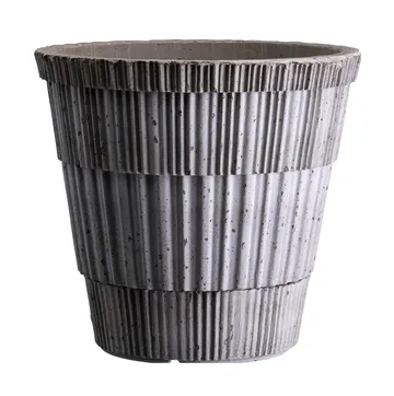 Doniczka ze spodkiem Atlas raw - Grey, Ø16 cm - Bergs Potter