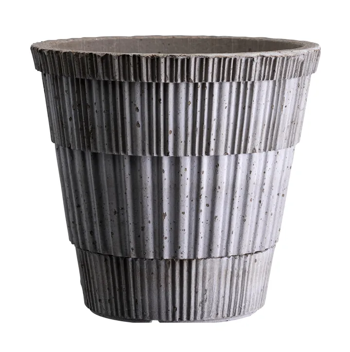 Doniczka ze spodkiem Atlas raw - Grey, Ø18 cm - Bergs Potter