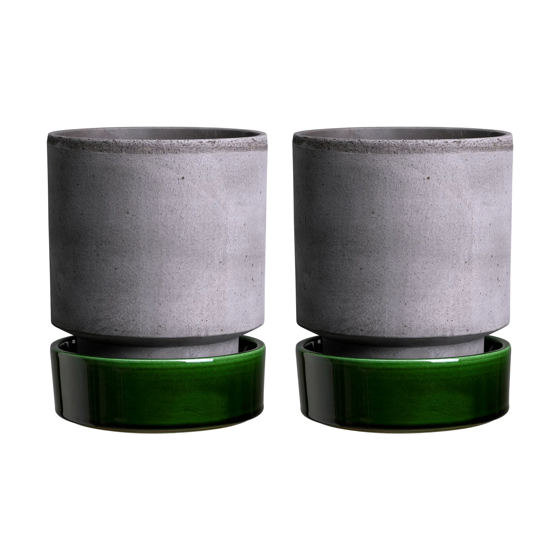 Zestaw 2 doniczek Hoff, Ø8 cm, Raw Grey-Emerald Green Bergs Potter
