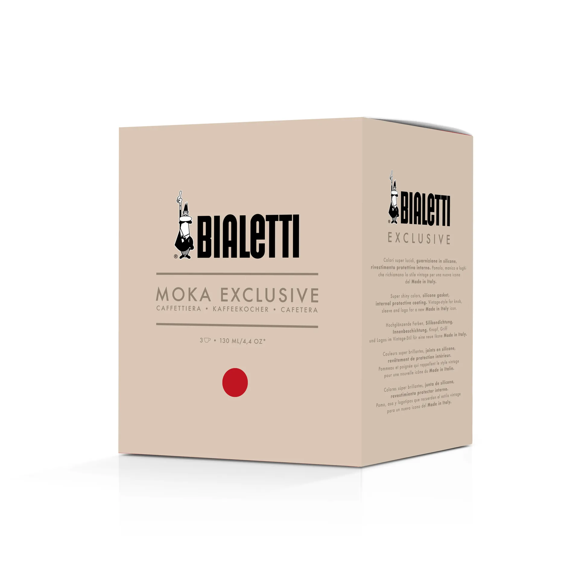 Bialetti ekskluzywny zaparzacz moka, Czerwony, 3 filiżanki Bialetti