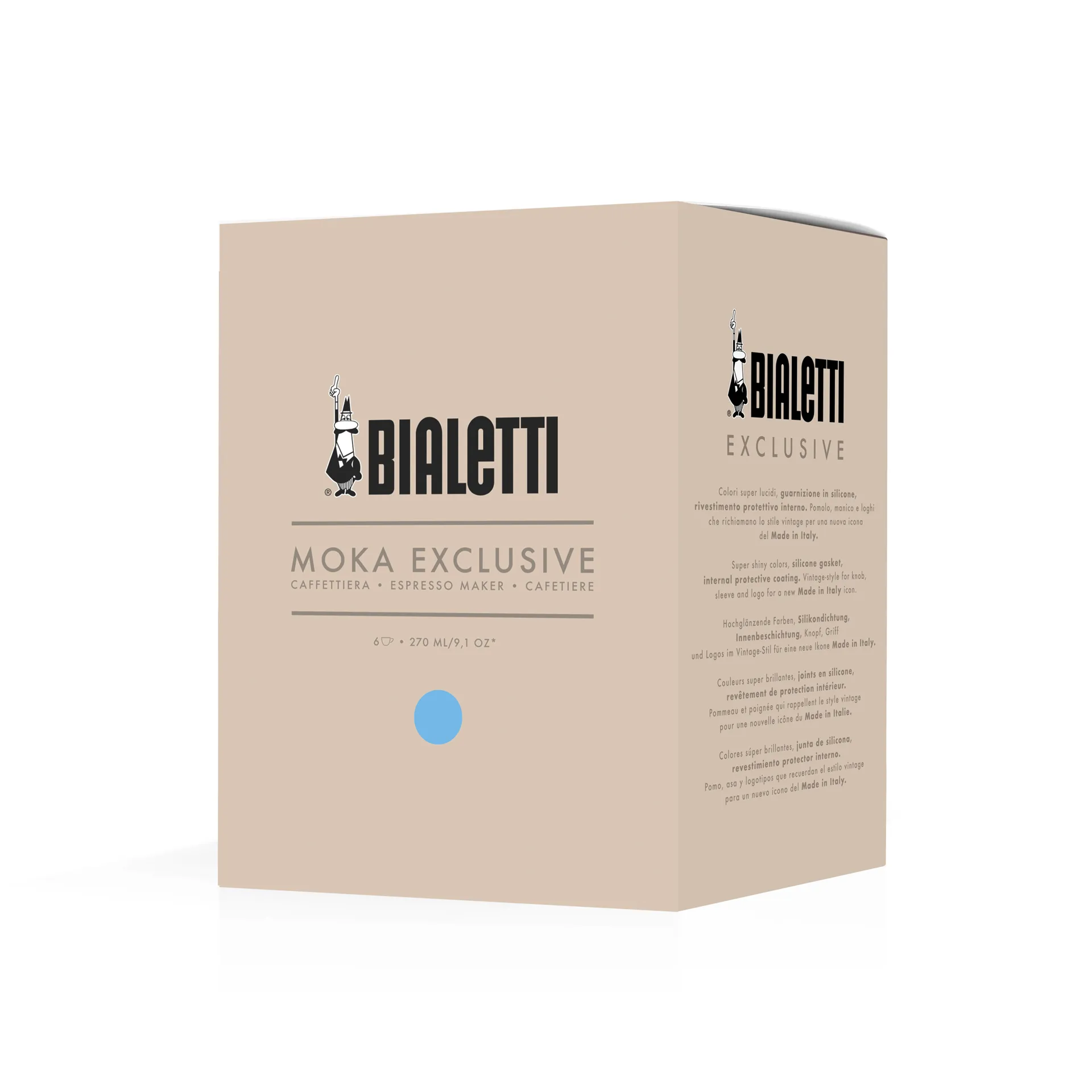 Bialetti ekskluzywny zaparzacz moka, Jasnoniebieski, 6 filiżanek Bialetti