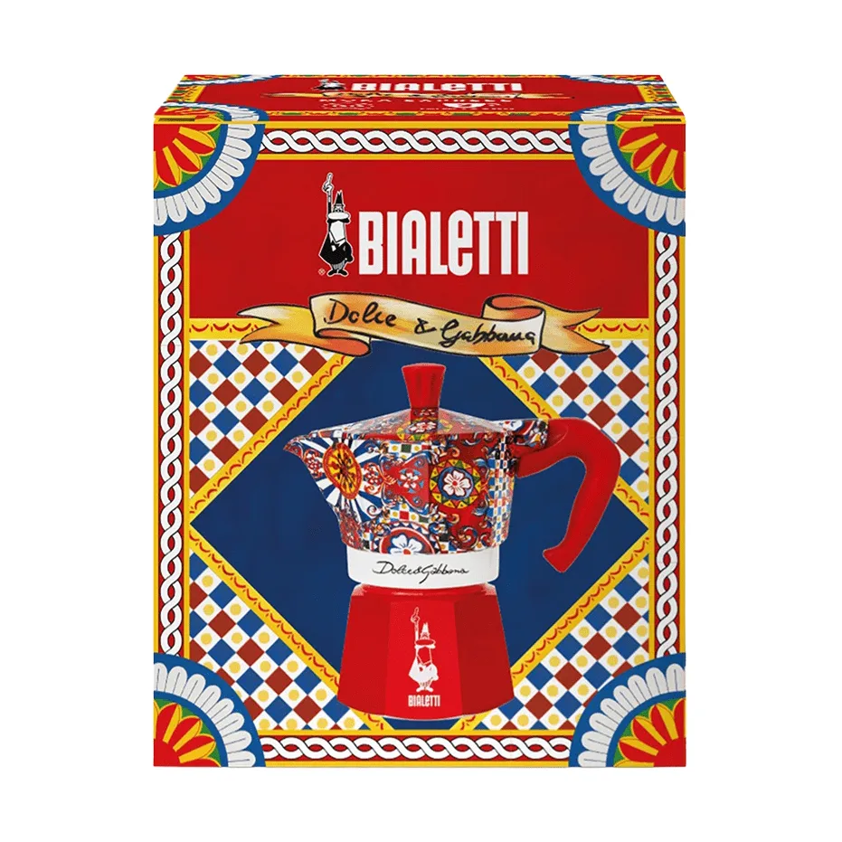 Kawiarka Bialetti x Dolce & Gabbana, Wózek sycylijski, 3 filiżanki Bialetti