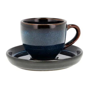 Bitz filiżanka do espresso z talerzykiem 70 ml - Granatowo-czana - Bitz