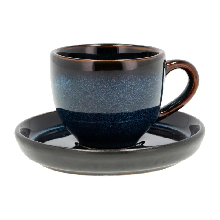 Bitz filiżanka do espresso z talerzykiem 70 ml - Granatowo-czana - Bitz