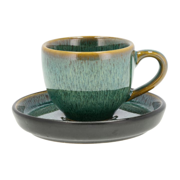 Filiżanka do espresso ze spodkiem Bitz 70 ml - Zielony-czarny - Bitz
