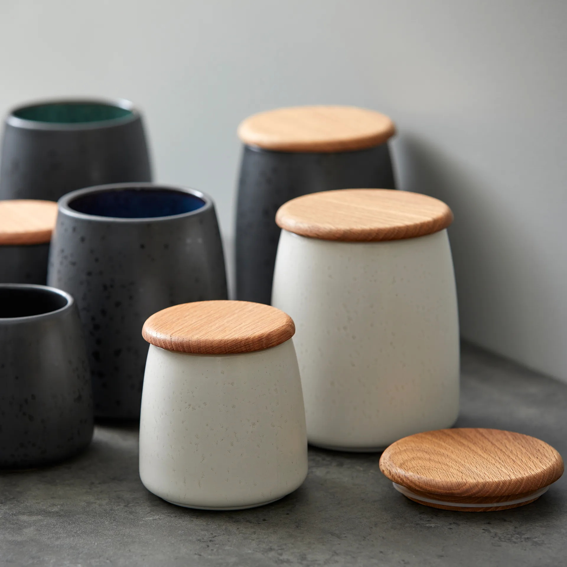 Słoik Bitz z pokrywką matowy 16,5 cm, Matowy kremowy Bitz