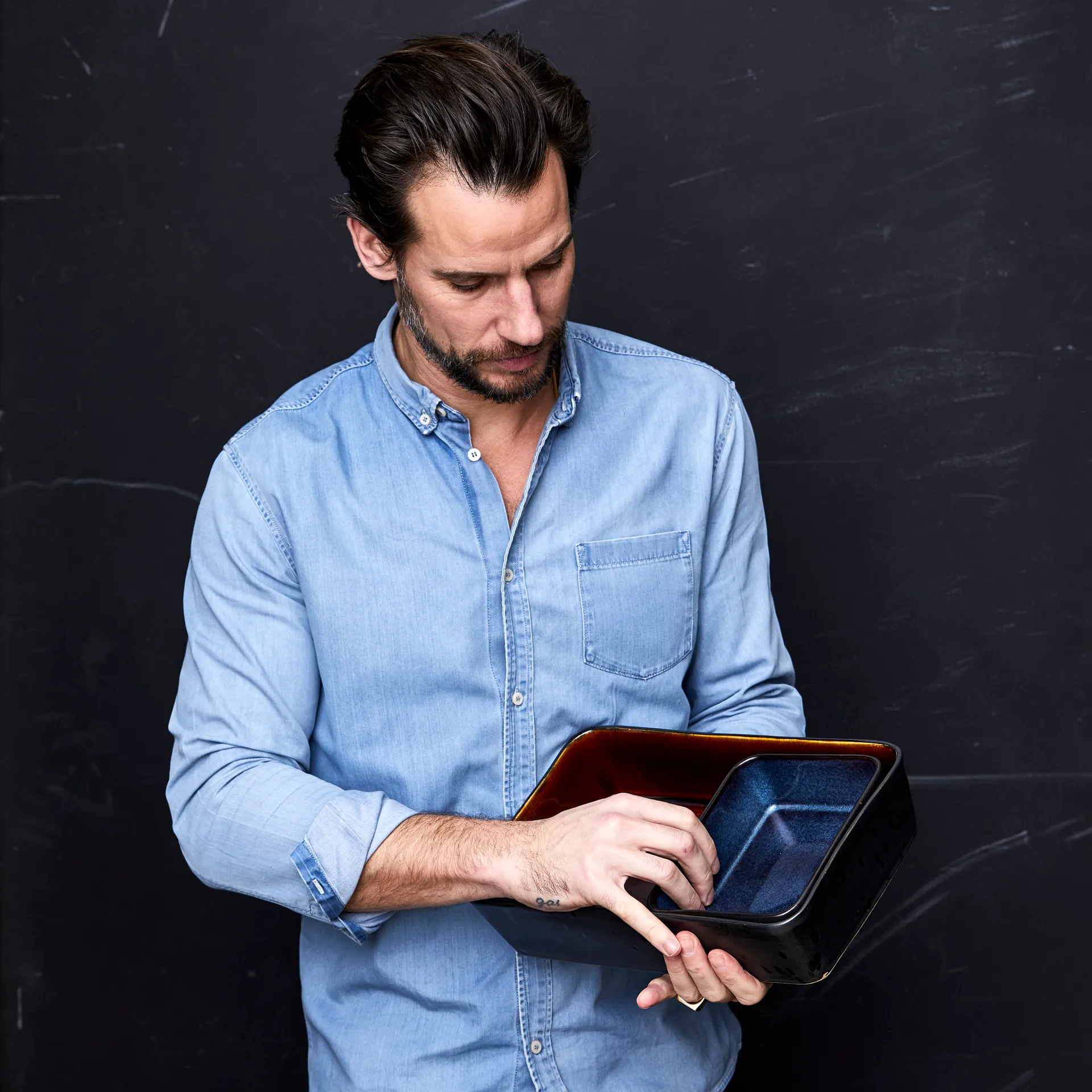 Talerz do serwowania Bitz czarny 19x14 cm, Ciemnoniebieski Bitz