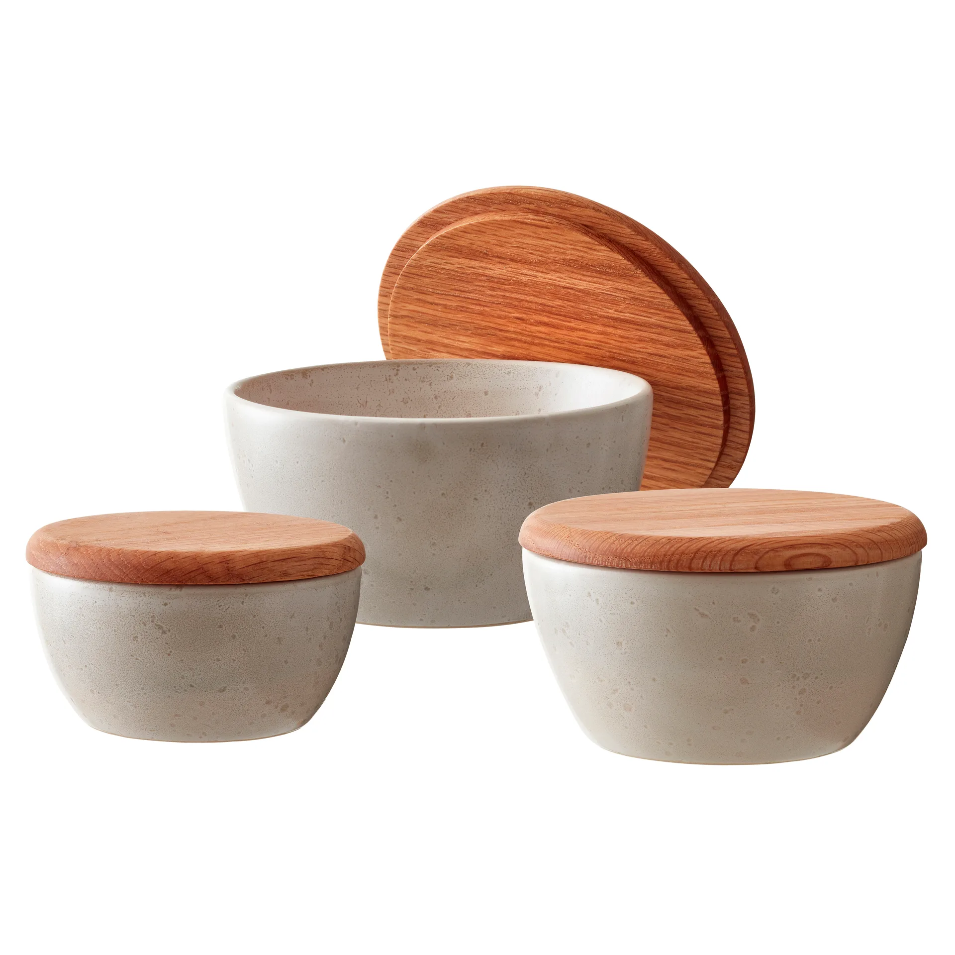 Zestaw misek Bitz 3-pack z pokrywą matową, Matowa, kremowa biel Bitz