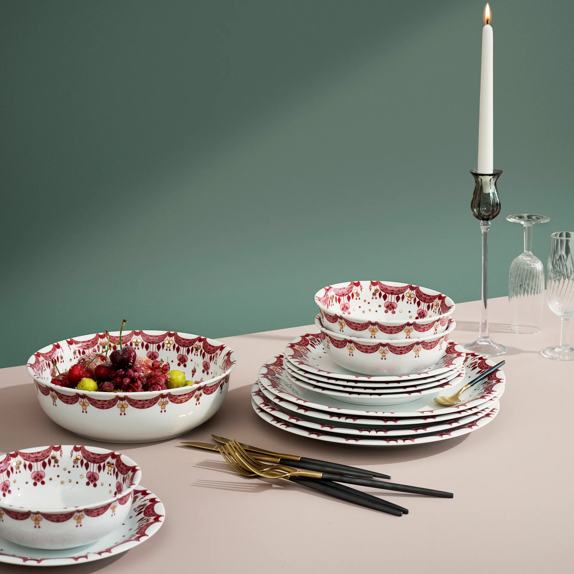 Bjørn Wiinliść talerz świąteczny Ø 28 cm, czerwony Bjørn Wiinblad