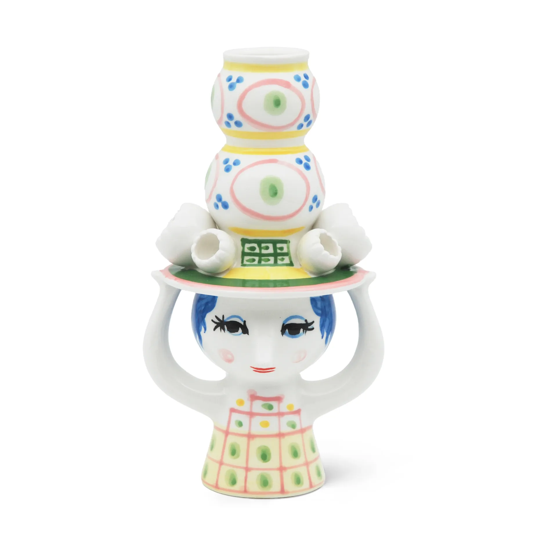 Świecznik Lady with hat W16 cm, Różowy Bjørn Wiinblad