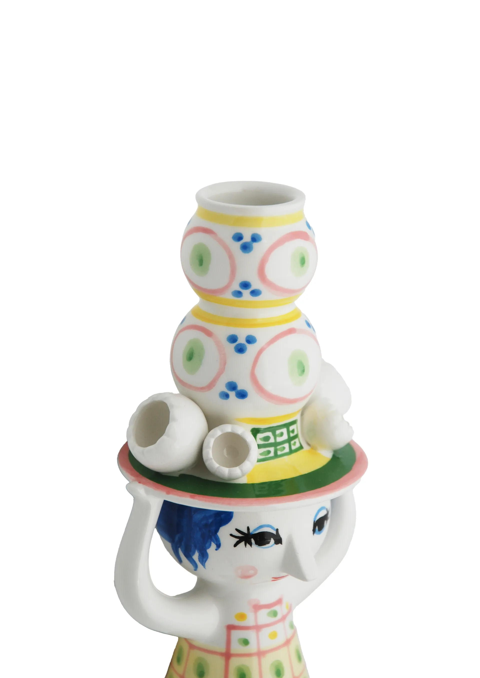 Świecznik Lady with hat W16 cm, Różowy Bjørn Wiinblad