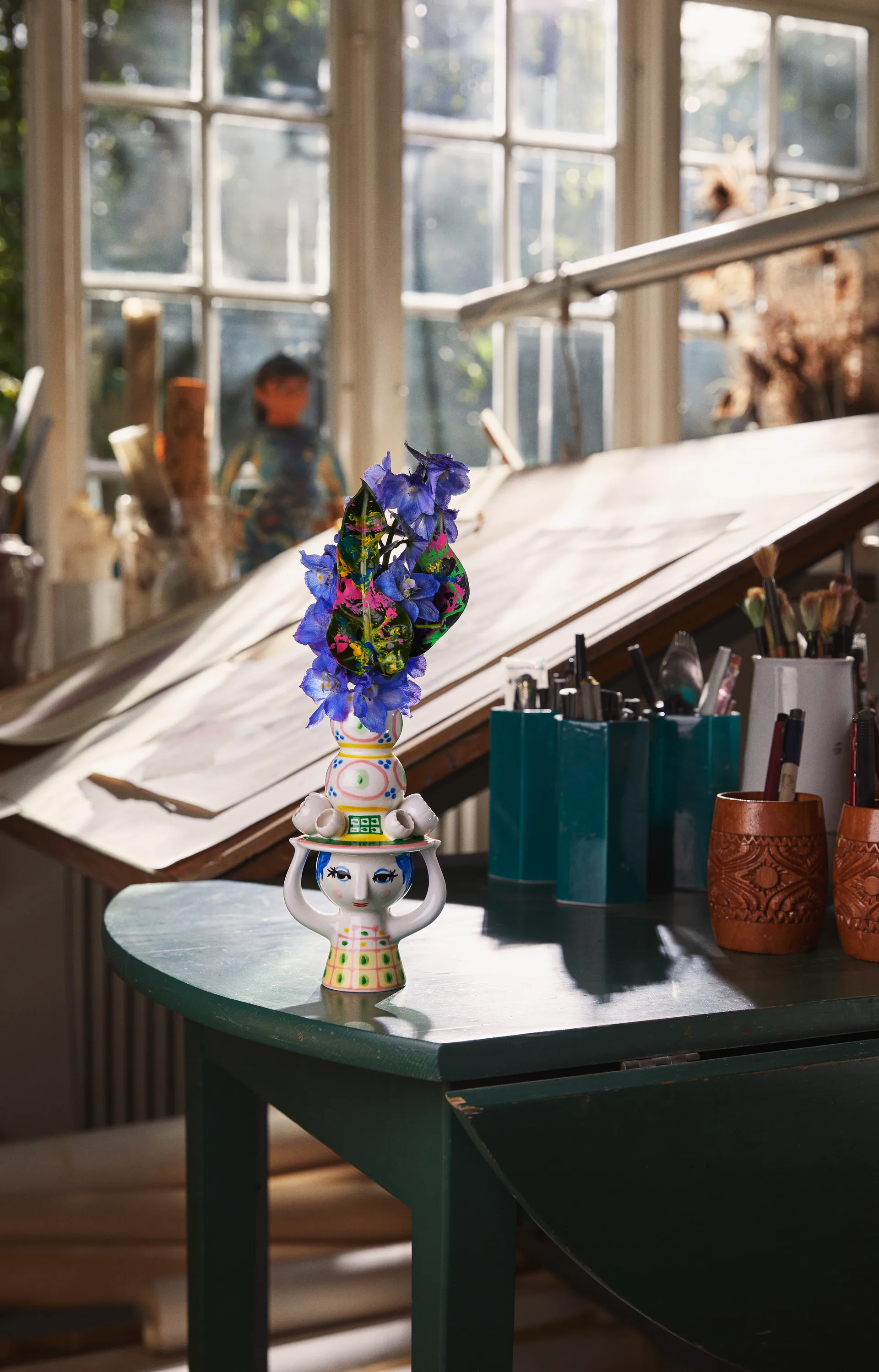 Świecznik Lady with hat W16 cm, Różowy Bjørn Wiinblad