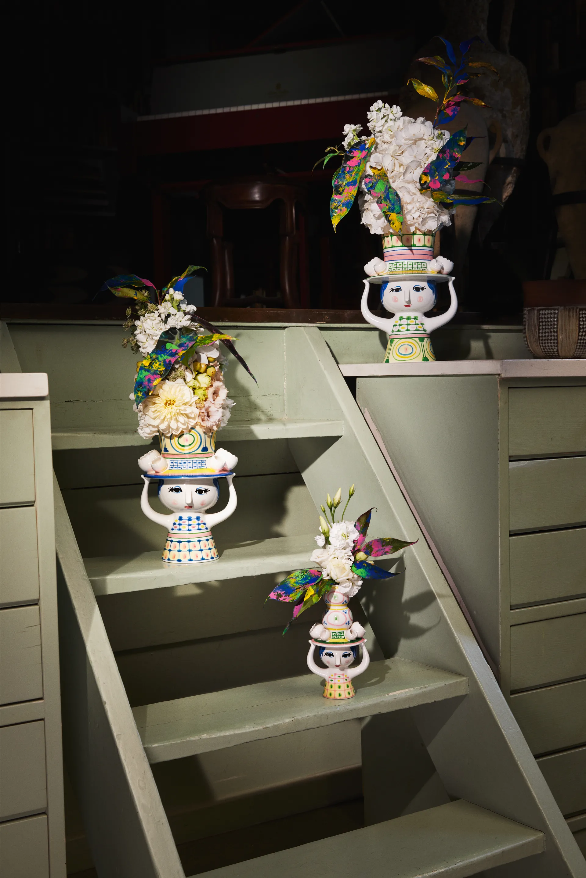 Wazon Lady with hat W24,5 cm, Zielony Bjørn Wiinblad