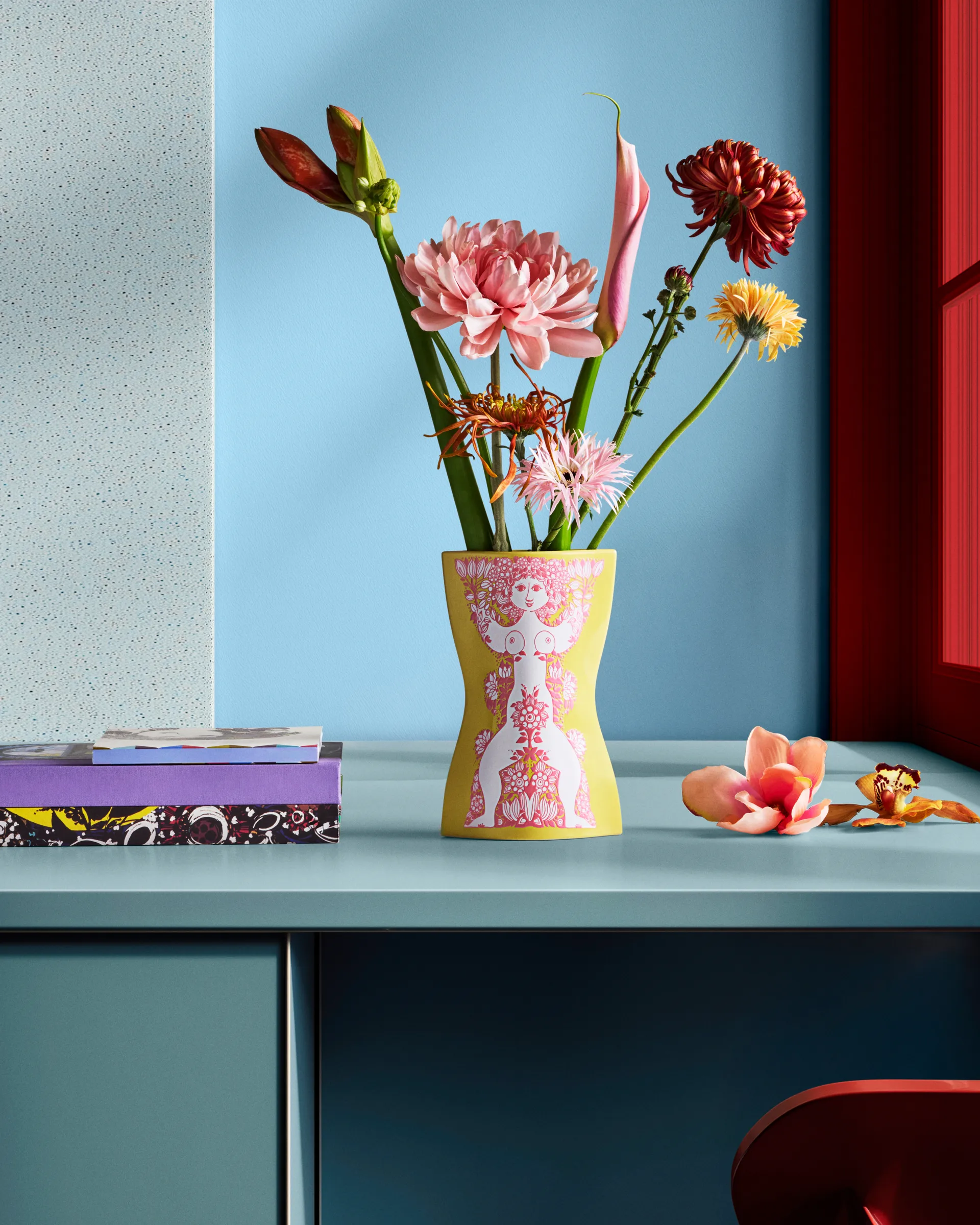 Wazon Nina, Żółty-różowy, 22 cm Bjørn Wiinblad