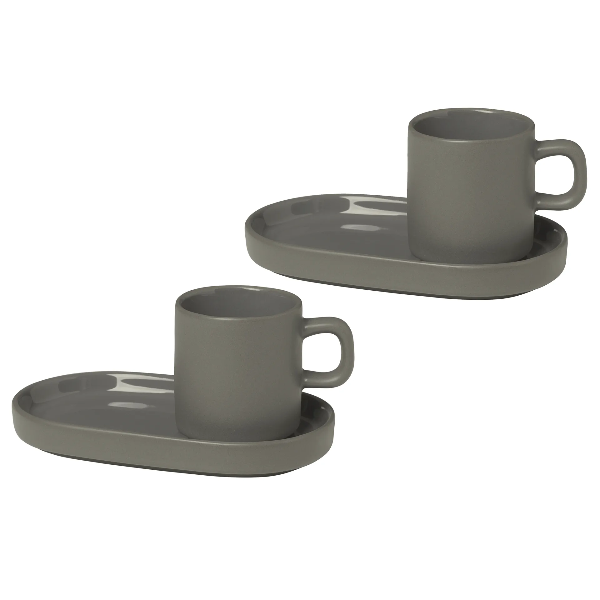 Filiżanka do espresso Pilar ze spodkiem, opakowanie 2 szt., Pewter blomus