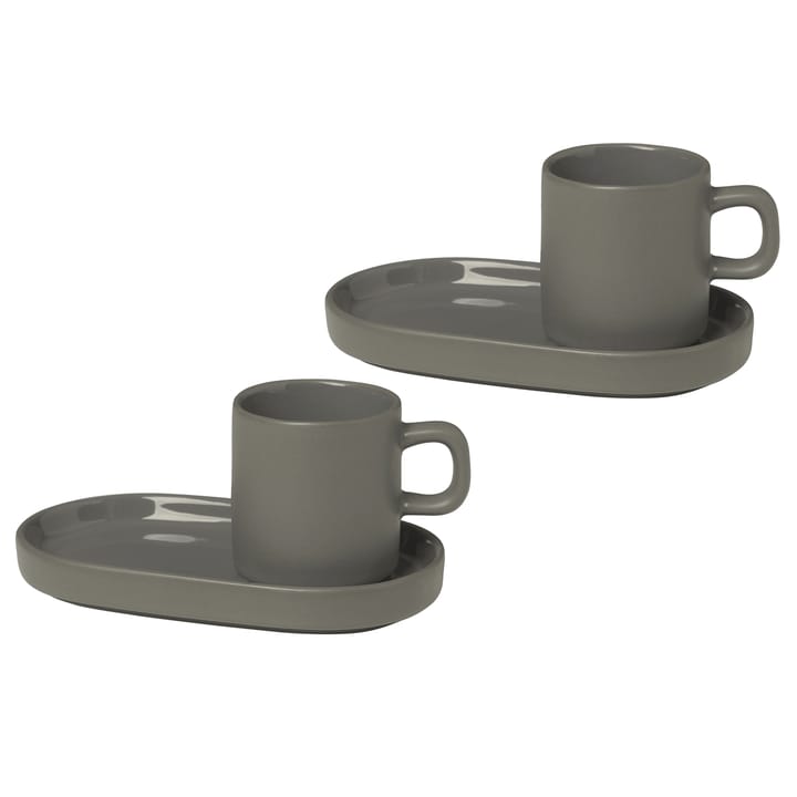 Filiżanka do espresso Pilar ze spodkiem, opakowanie 2 szt. - Pewter - blomus