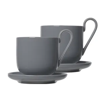 Ro filiżanki do kawy ze spodkami, 2‑pak - Sharkskin - blomus