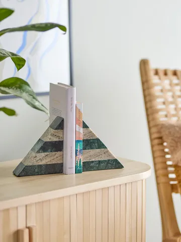 Abir podpórka do książek 2-pak - Zielony-biały marmur - Bloomingville