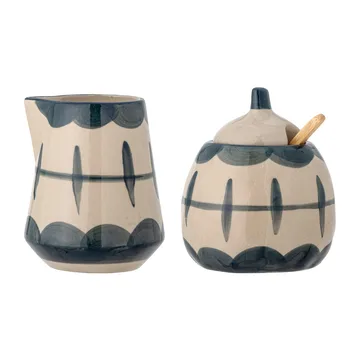 Allium dzbanek na mleko i cukiernica - Niebieskie fale - bambus - Bloomingville