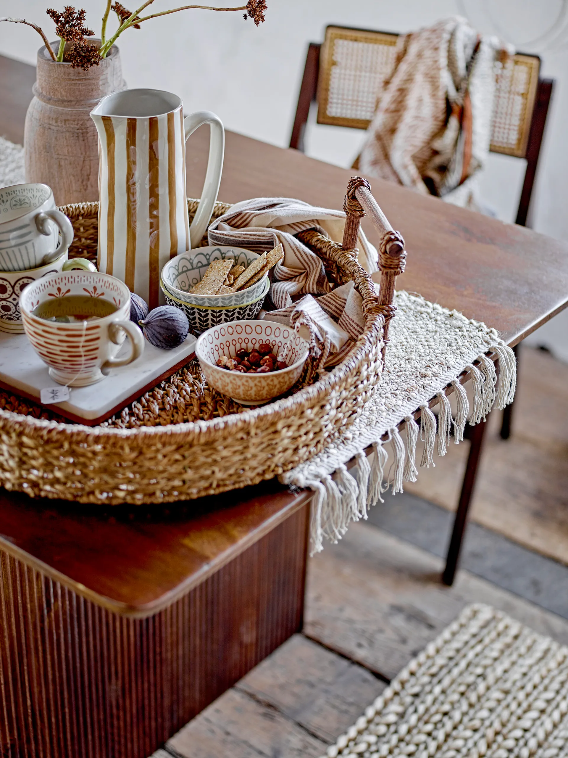 Begonia dzbanek z kamionki 23,5 cm, Brązowe paski Bloomingville