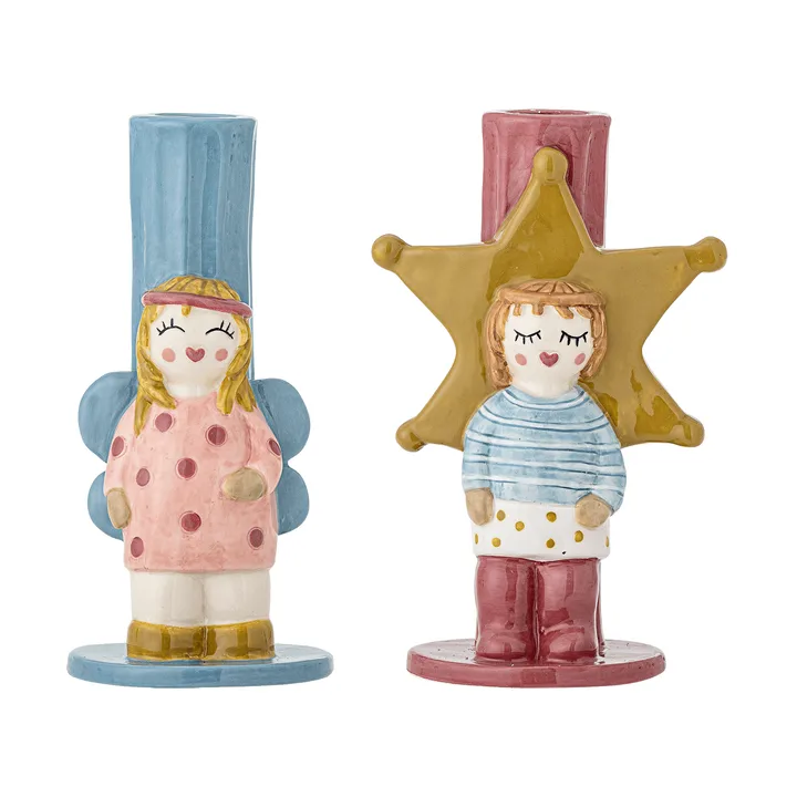 Bisby ljusstake - Niebiesko-różowy, 2 szt., 15 cm - Bloomingville