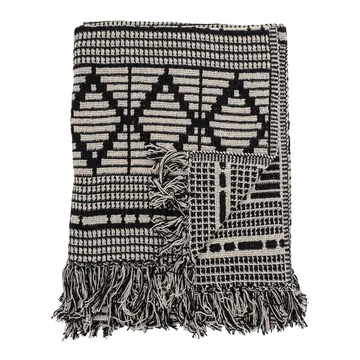 Bloomingville koc bawełniany z recyklingu 130x160 cm - Czarny - Bloomingville