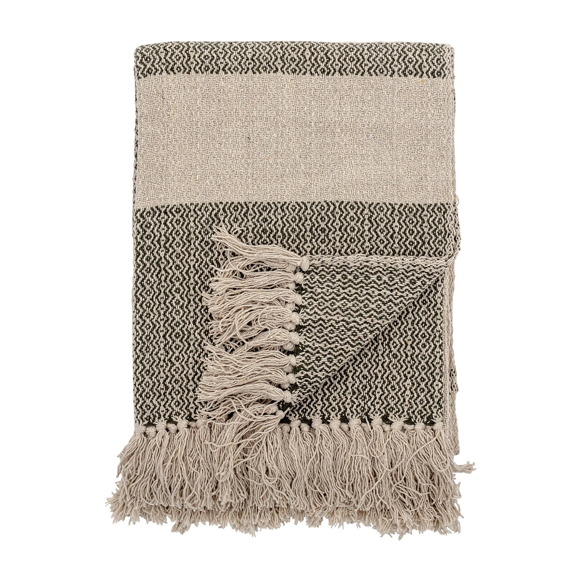 Bloomingville koc w paski 130x160 cm, Zielony Bloomingville