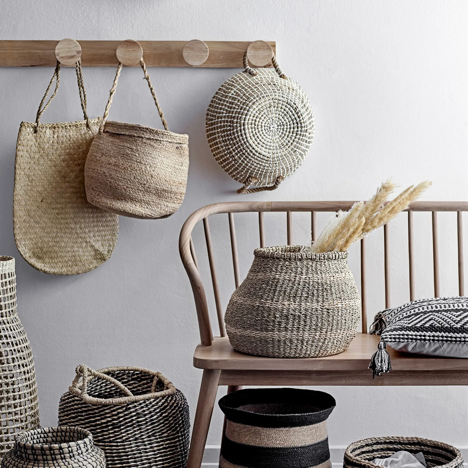 Bloomingville listwa z haczykami 90 cm, Naturalny Bloomingville