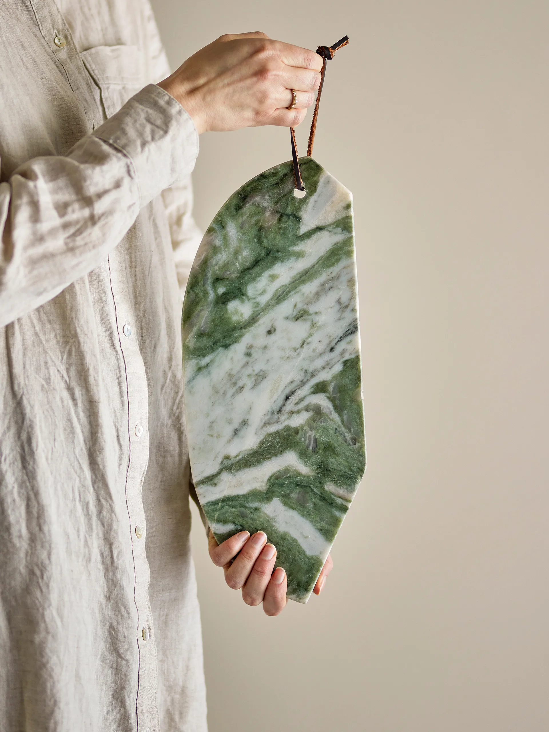 Deska do krojenia Ziggy 15x38 cm, Zielony marmur Bloomingville