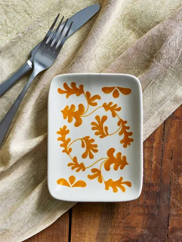 Fauni talerzyk dessertowy - Żółty, 15x11,5 cm - Bloomingville