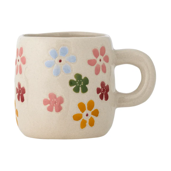 Filiżanka Millie 110 ml - Biały, kwiaty - Bloomingville