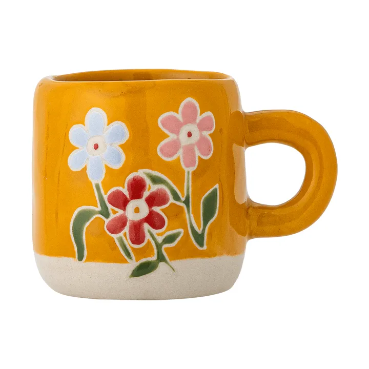Filiżanka Millie 110 ml - Żółty, kwiaty - Bloomingville