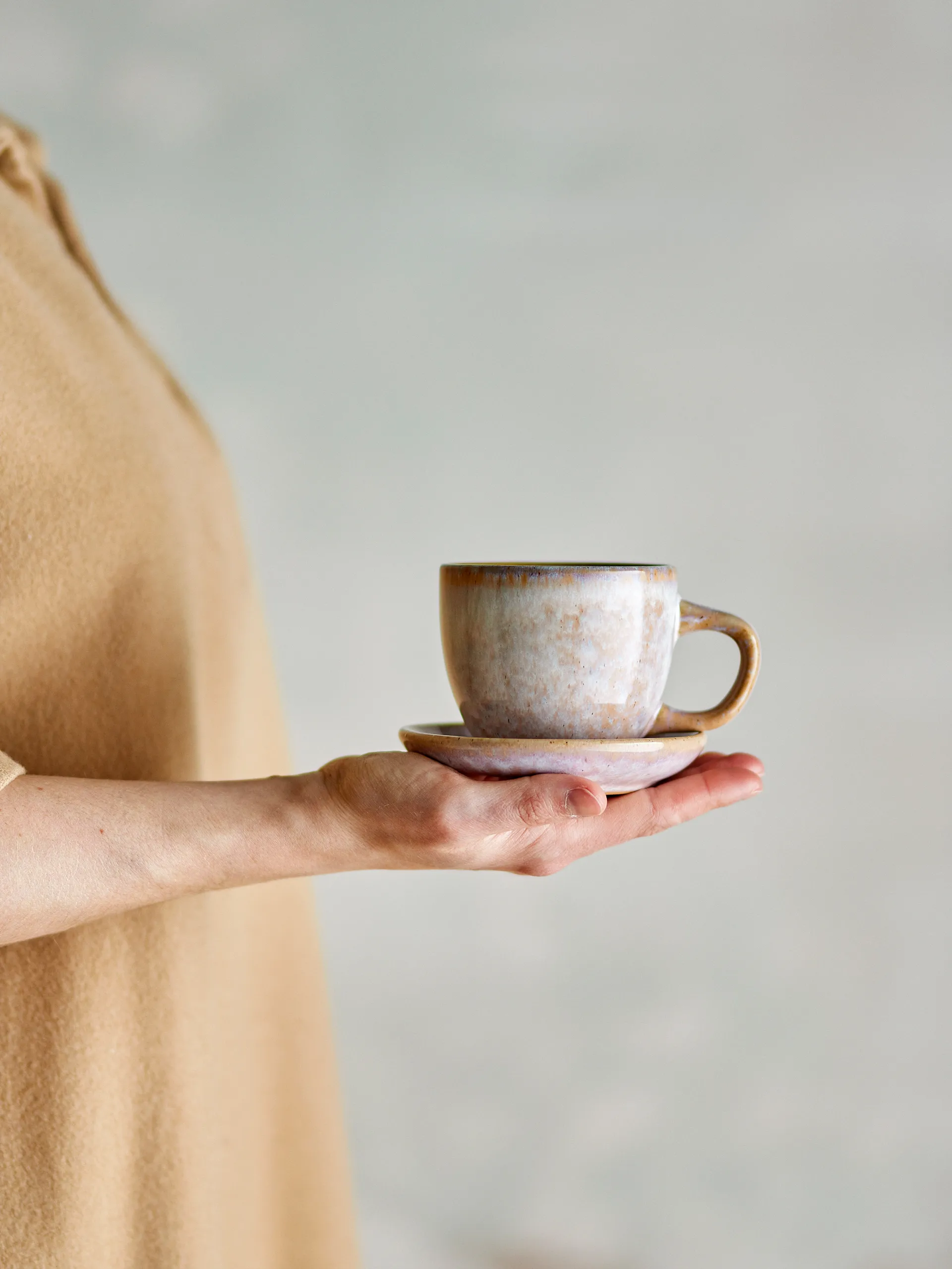 Filiżanka ze spodkiem Brenta, 4-pak, Różowy Bloomingville