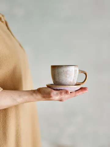 Filiżanka ze spodkiem Brenta, 4-pak - Różowy - Bloomingville