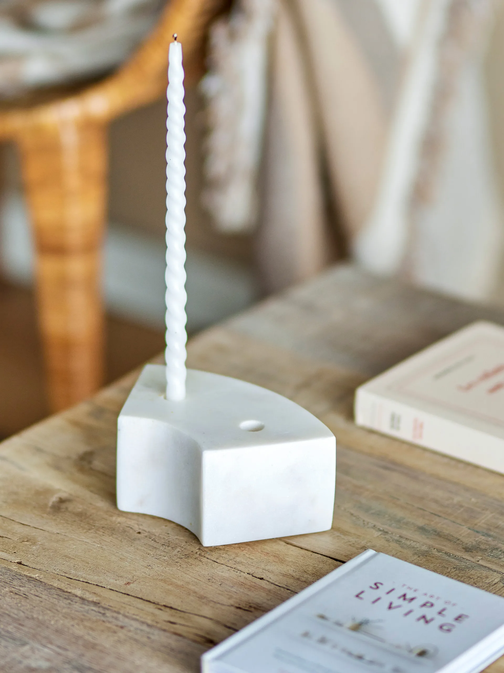 Florida świecznik 14,5x6x7,5 cm, White marble Bloomingville